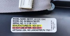 Example for expiration date of baby car seat. 